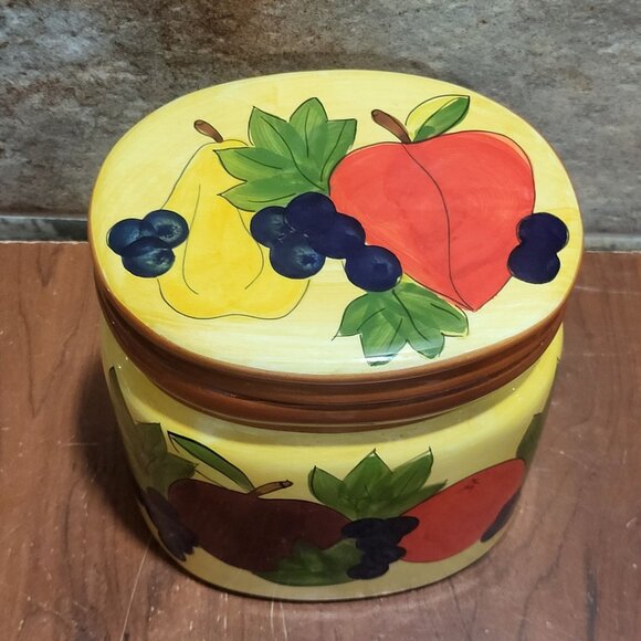 Ceramic Cannister Fruit Design Rubber Seal - Picture 3 of 10